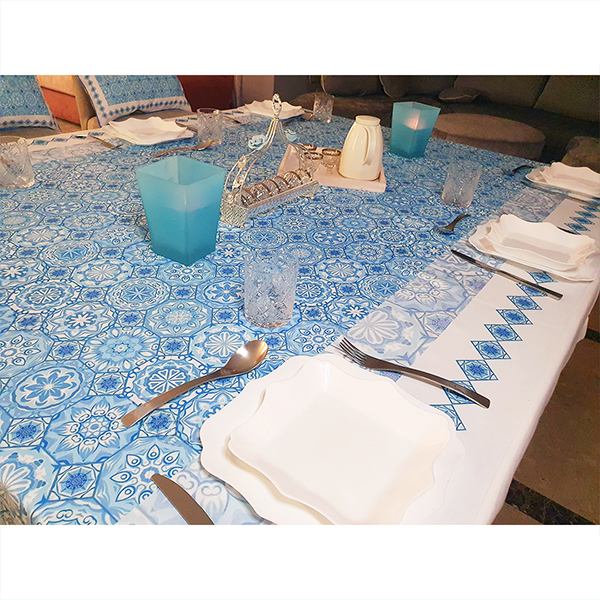 Light Blue mandalas Table cloth 150 x 150 cm